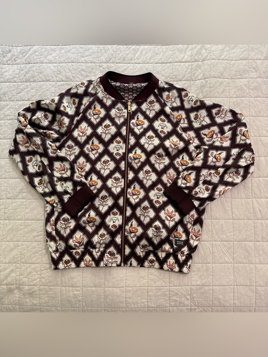 Scotch & Soda Jackets & Blazers - Scotch & Soda Burgundy Floral Zip-Up Bomber